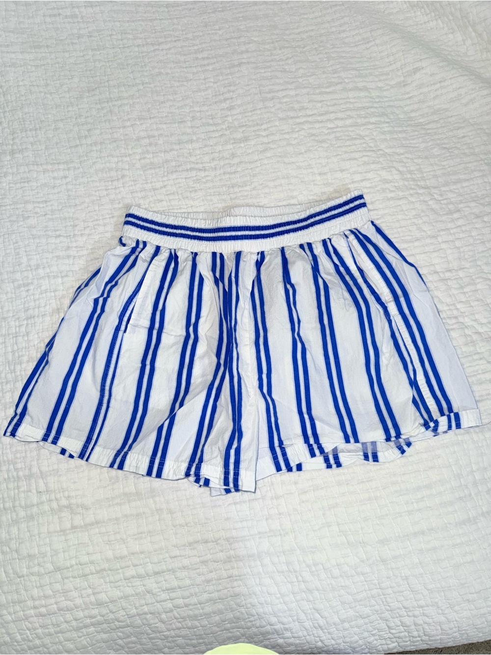 Amazon White & Blue Striped High Waist Women’s Shorts